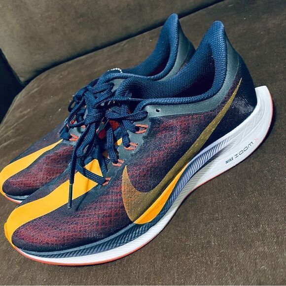 New Nike Pegasus 35 Turbo Racing Stripe Indigo Navy Marigold Orange Womens 8 MED - Picture 3 of 13
